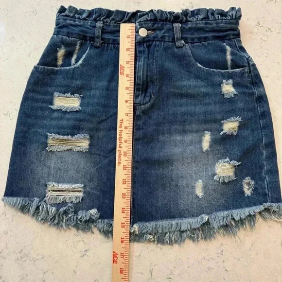 HAYDEN Distressed Paperbag Blue Denim Jean Skirt Size M - Picture 8 of 14